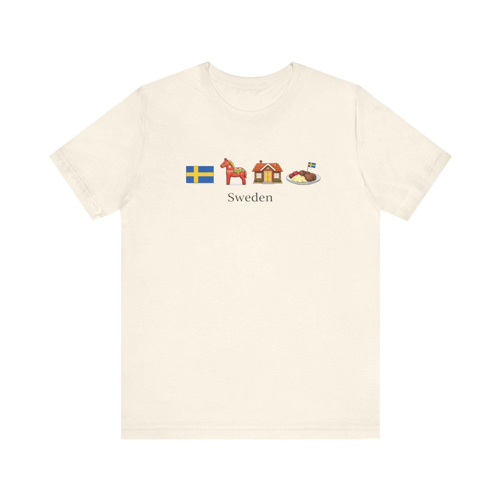 Sweden Travel Shirt | Swedish Dala Horse Meatballs Graphic Tee | Sweden Vacation Shirt | Scandinavian Shirt | Swedish Culture Tee | Nordic
