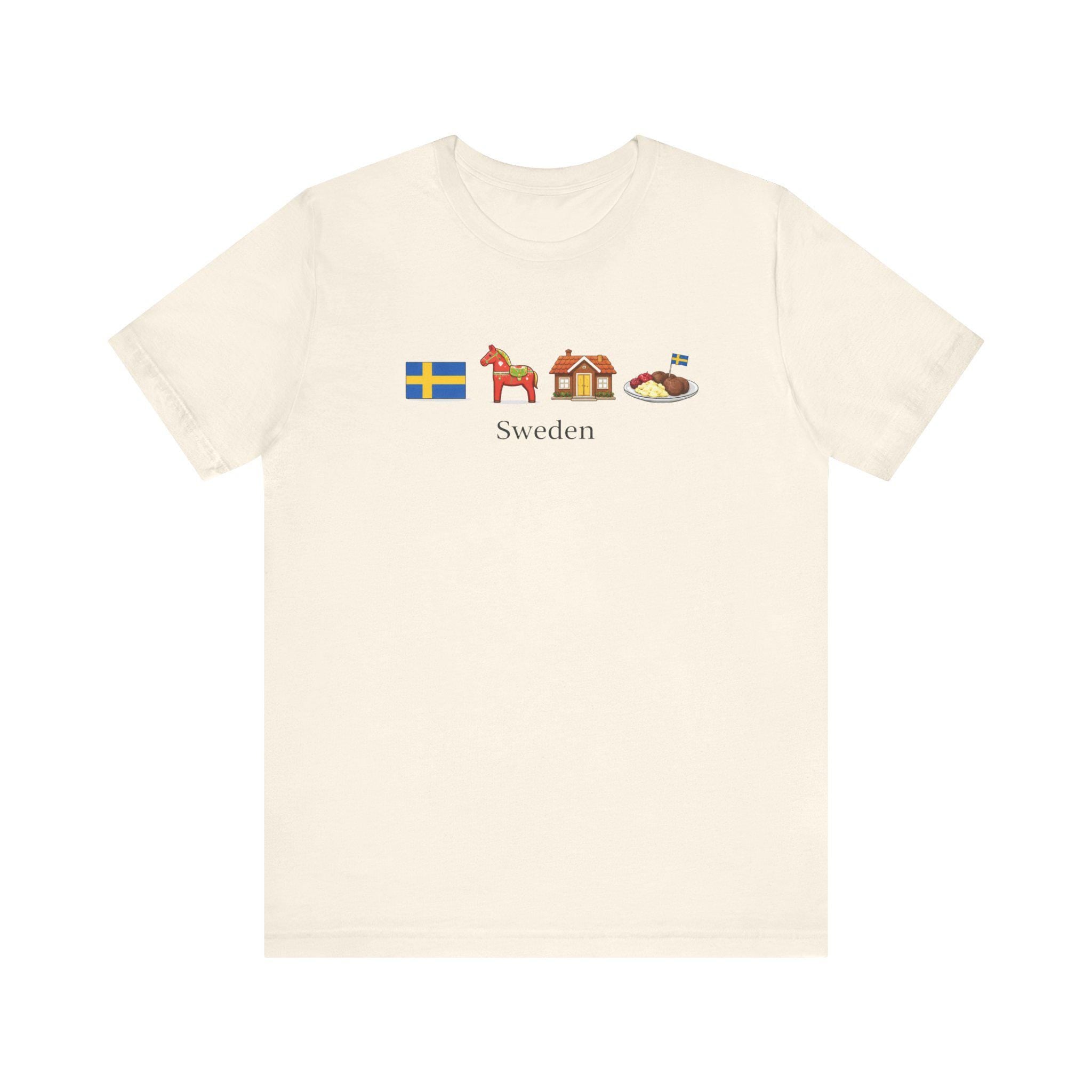 Sweden Travel Shirt | Swedish Dala Horse Meatballs Graphic Tee | Sweden Vacation Shirt | Scandinavian Shirt | Swedish Culture Tee | Nordic