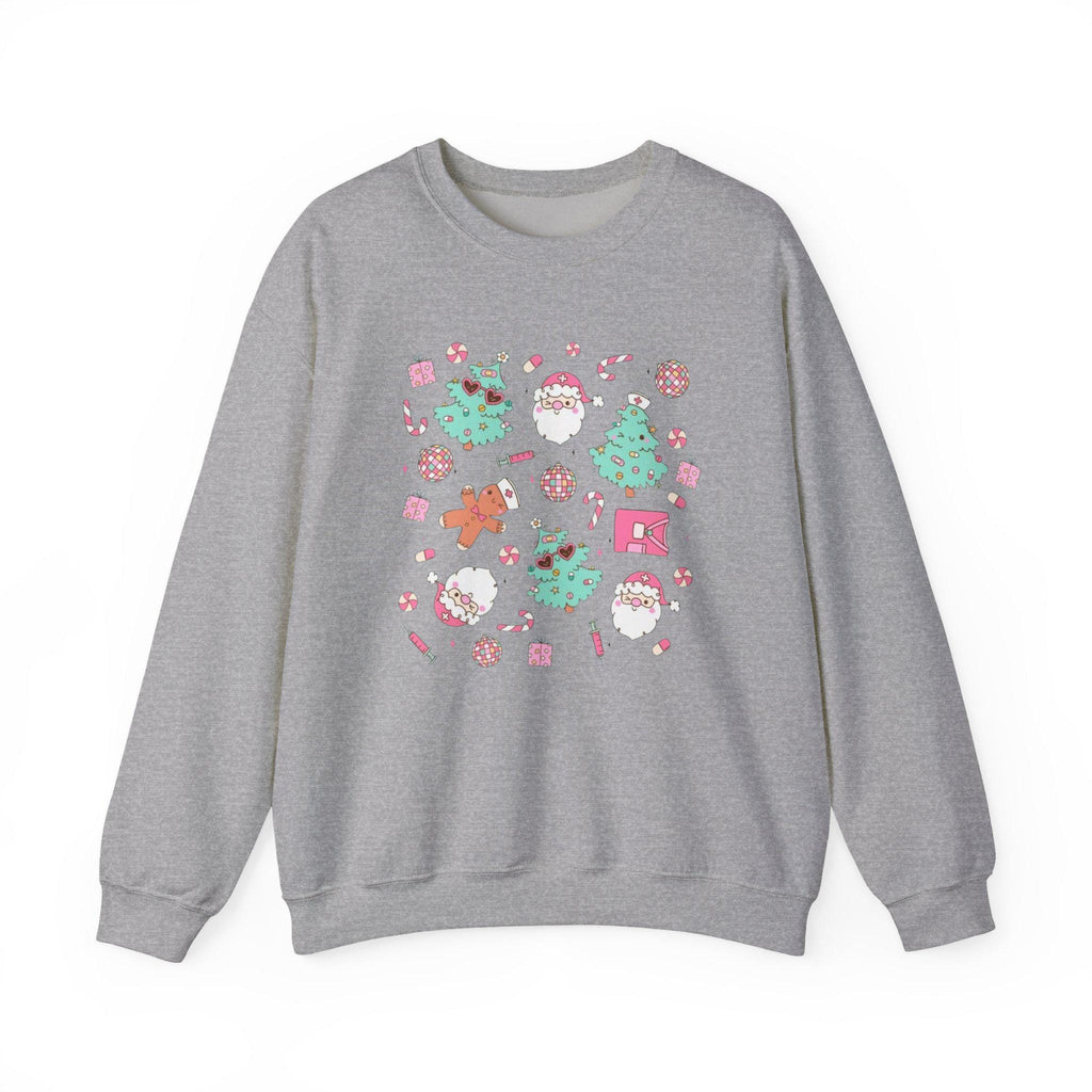 Kawaii Nurse Christmas Sweatshirt , Cute Medical Holiday Crewneck , Santa & Scrubs Xmas Sweater for Nurses, Doctors, Healthcare Workers