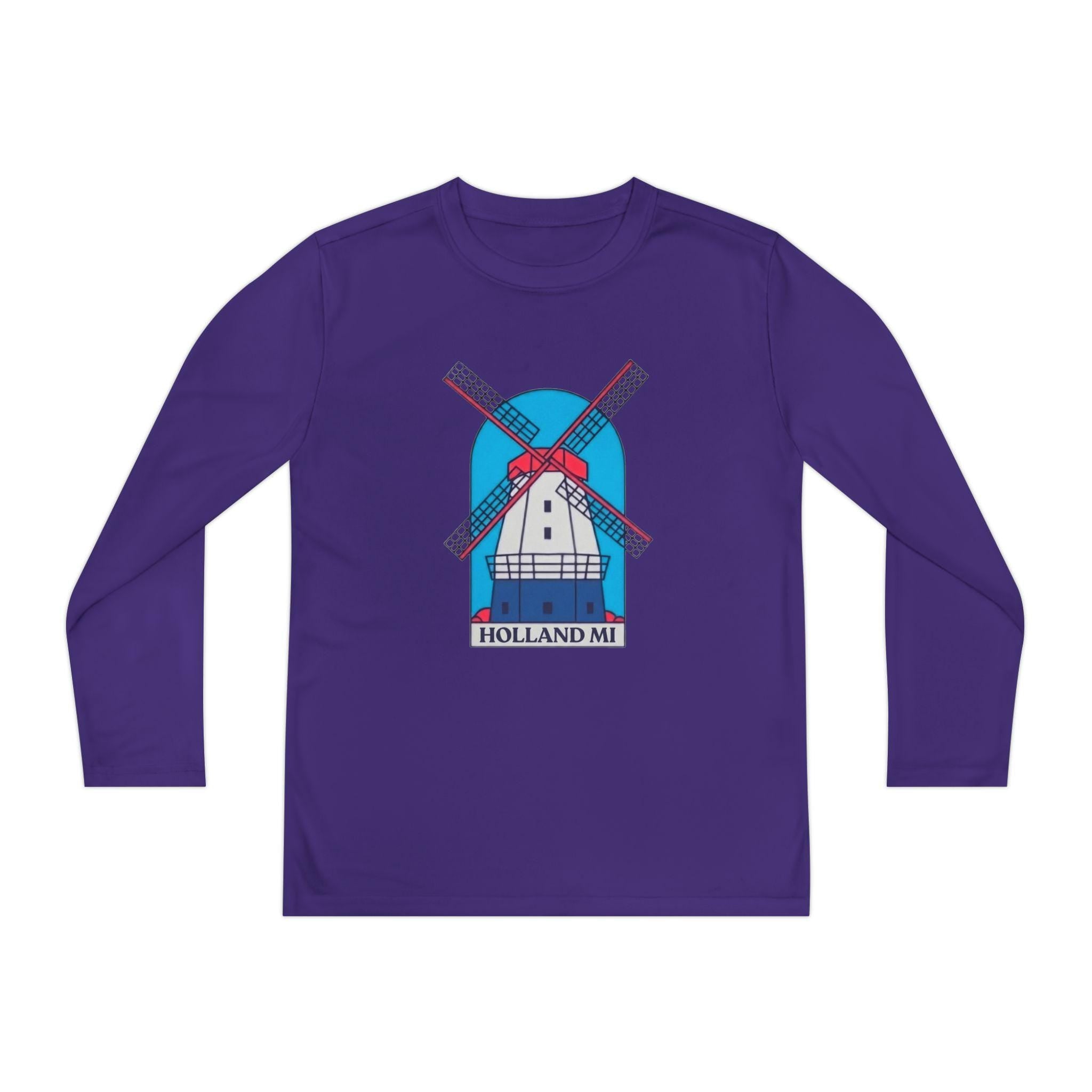 Kids Holland Windmill Long Sleeve Shirt • Dutch Travel Tee • Netherlands Windmill Design • Youth Explorer Outfit