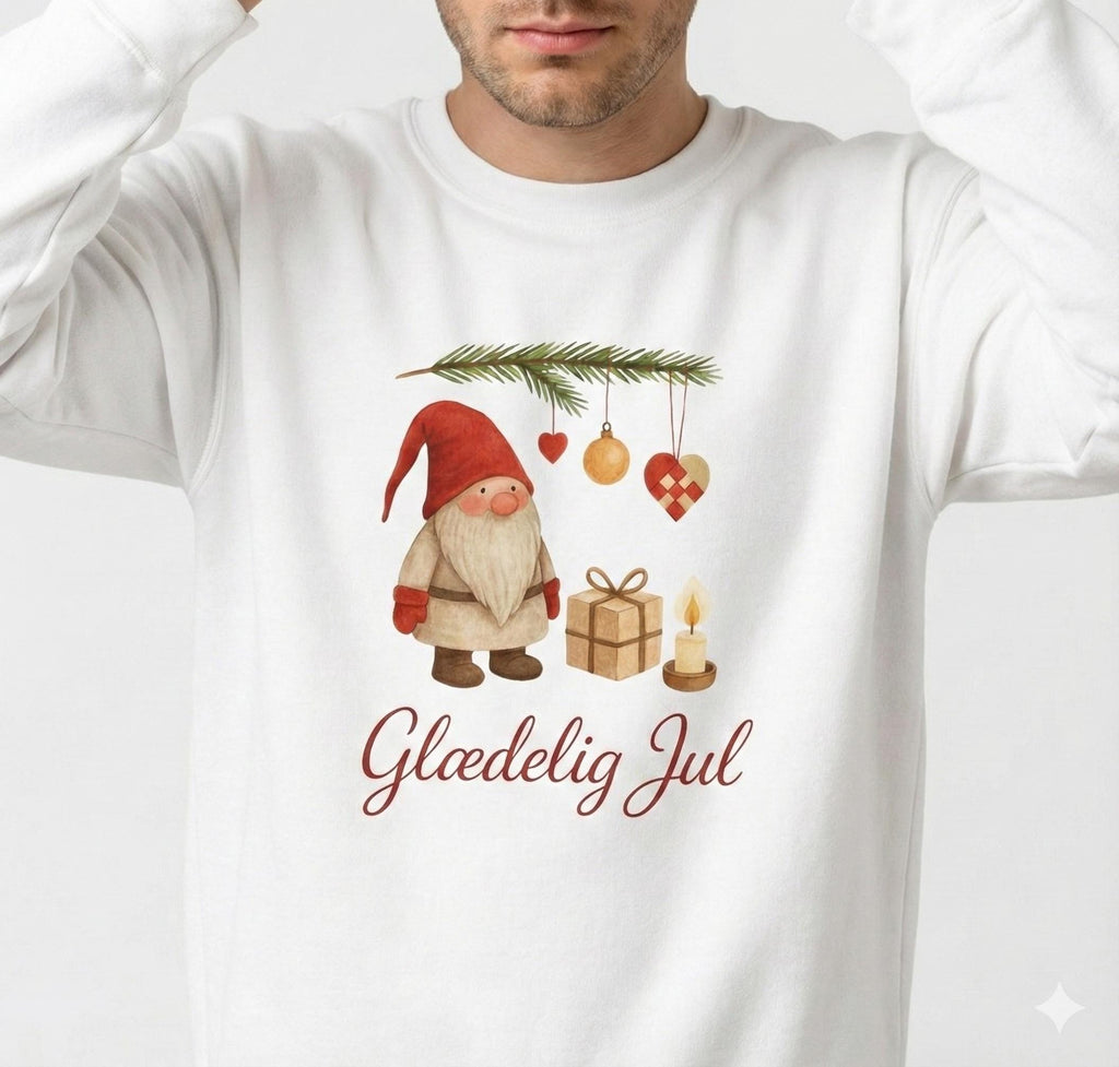 Scandinavian Gnome Christmas Sweatshirt, Danish Holiday Jumper, Cozy Nordic Winter Sweater, Hygge Xmas Crewneck, Cute Christmas Gift