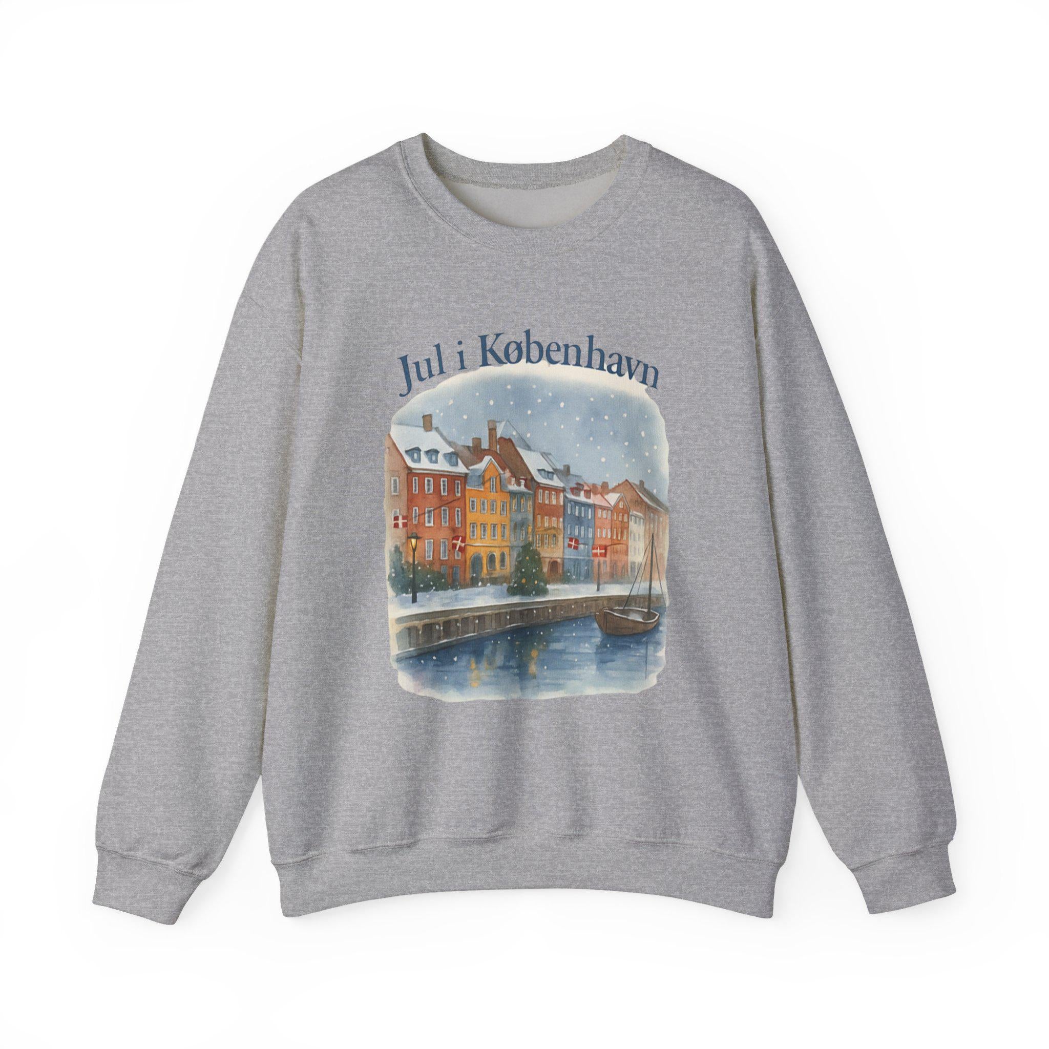 Jul i København Danish Christmas Sweatshirt | Copenhagen Nyhavn Watercolor | Hygge Crewneck | Denmark Winter Scene Sweater | Scandinavian