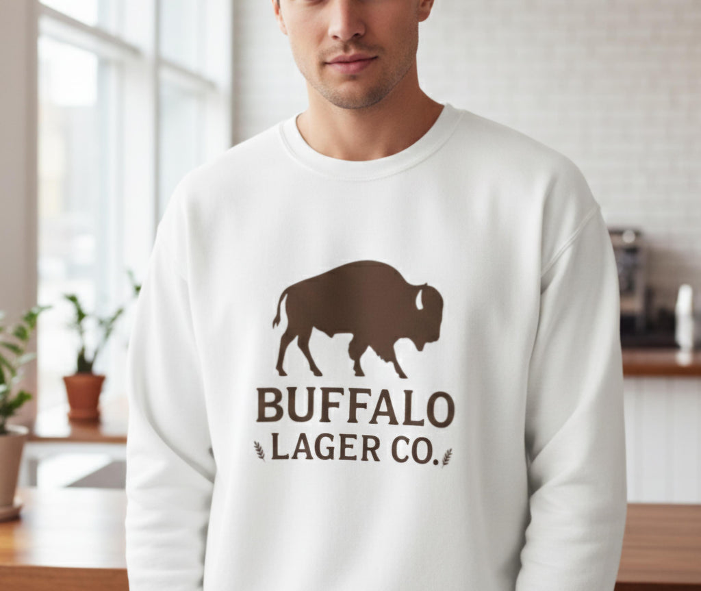 Buffalo Lager Co. Sweatshirt | Western Beer Crewneck | Bison Graphic Pullover | Retro Brewery Shirt | Country Western Unisex Sweater