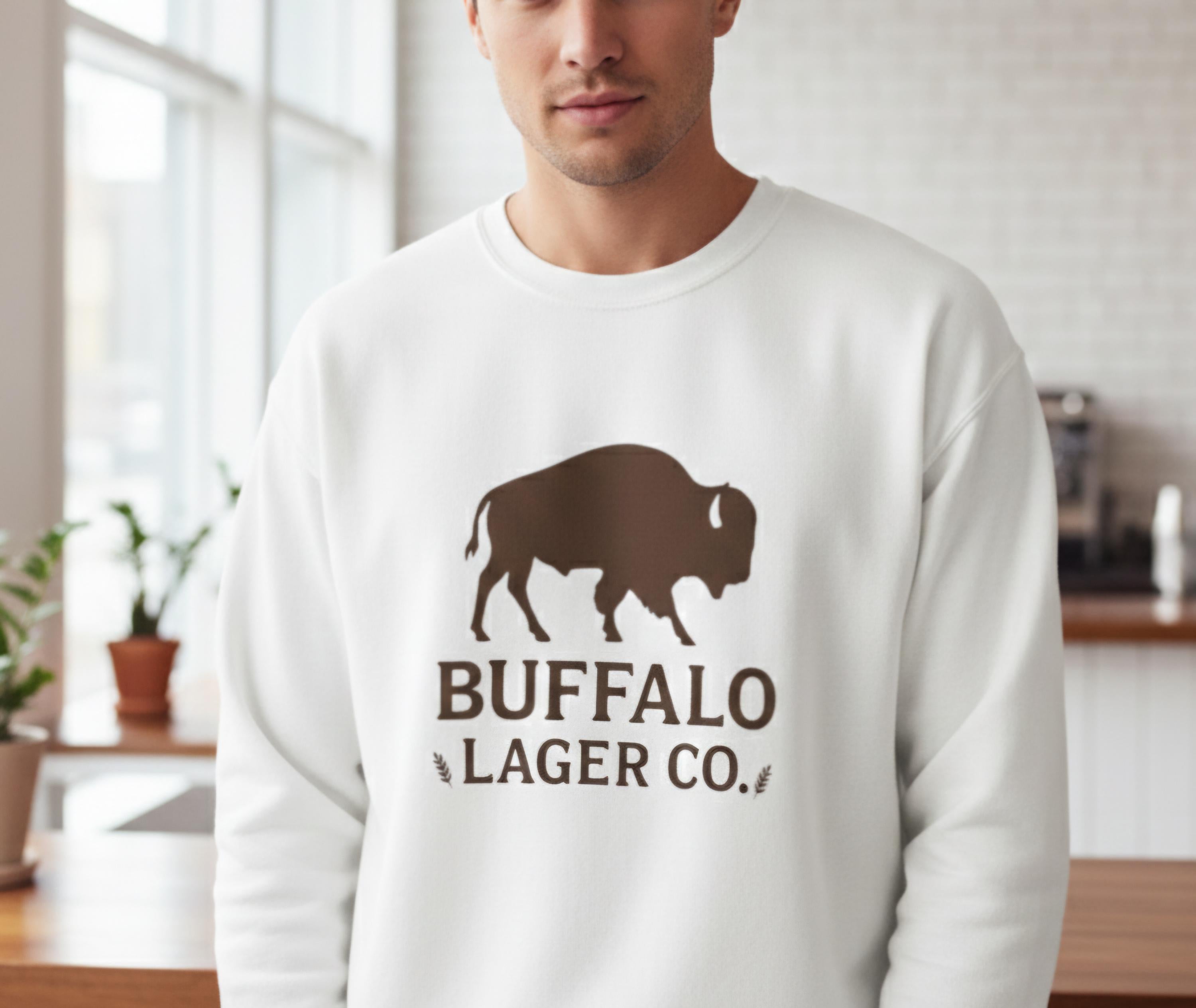 Buffalo Lager Co. Sweatshirt | Western Beer Crewneck | Bison Graphic Pullover | Retro Brewery Shirt | Country Western Unisex Sweater