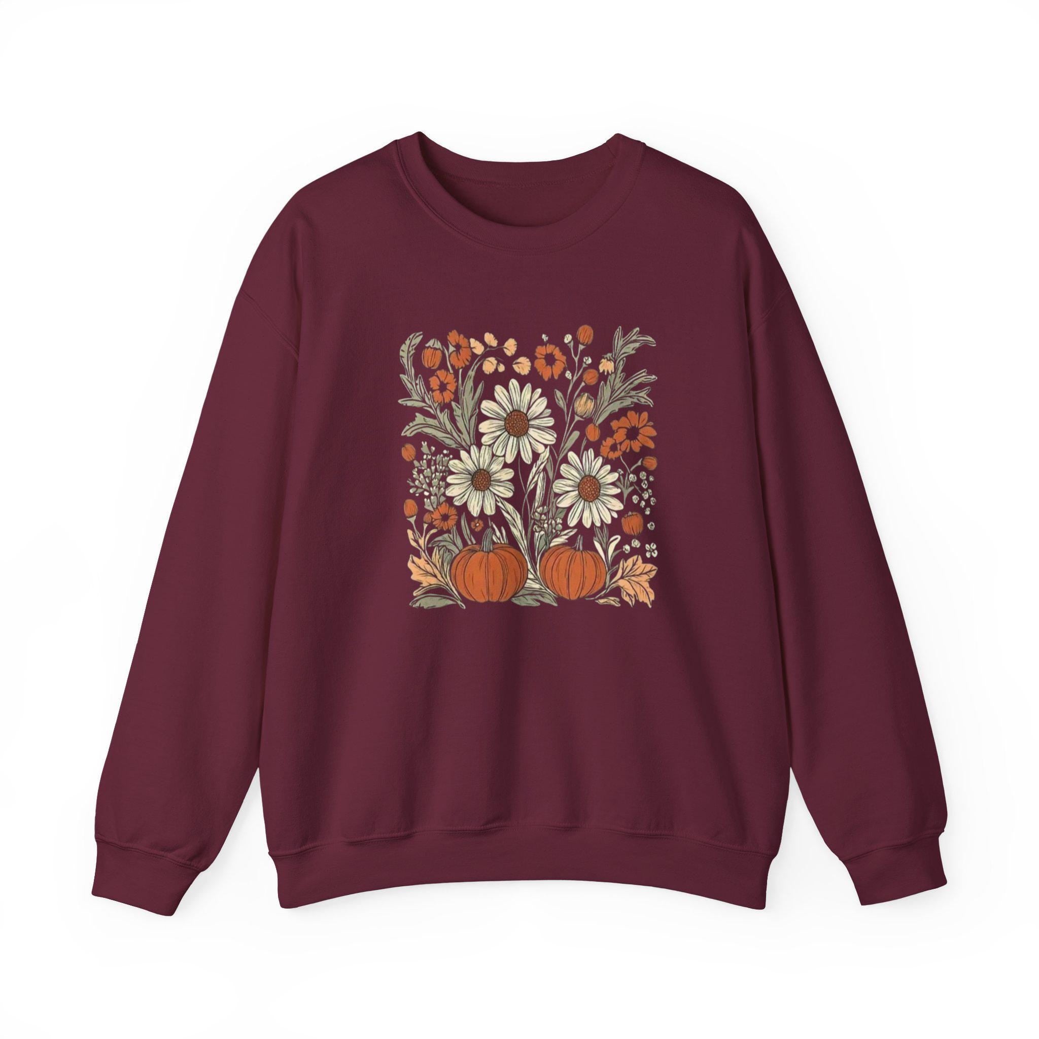 Autumn Floral Crewneck Sweatshirt: Cozy Fall Fashion