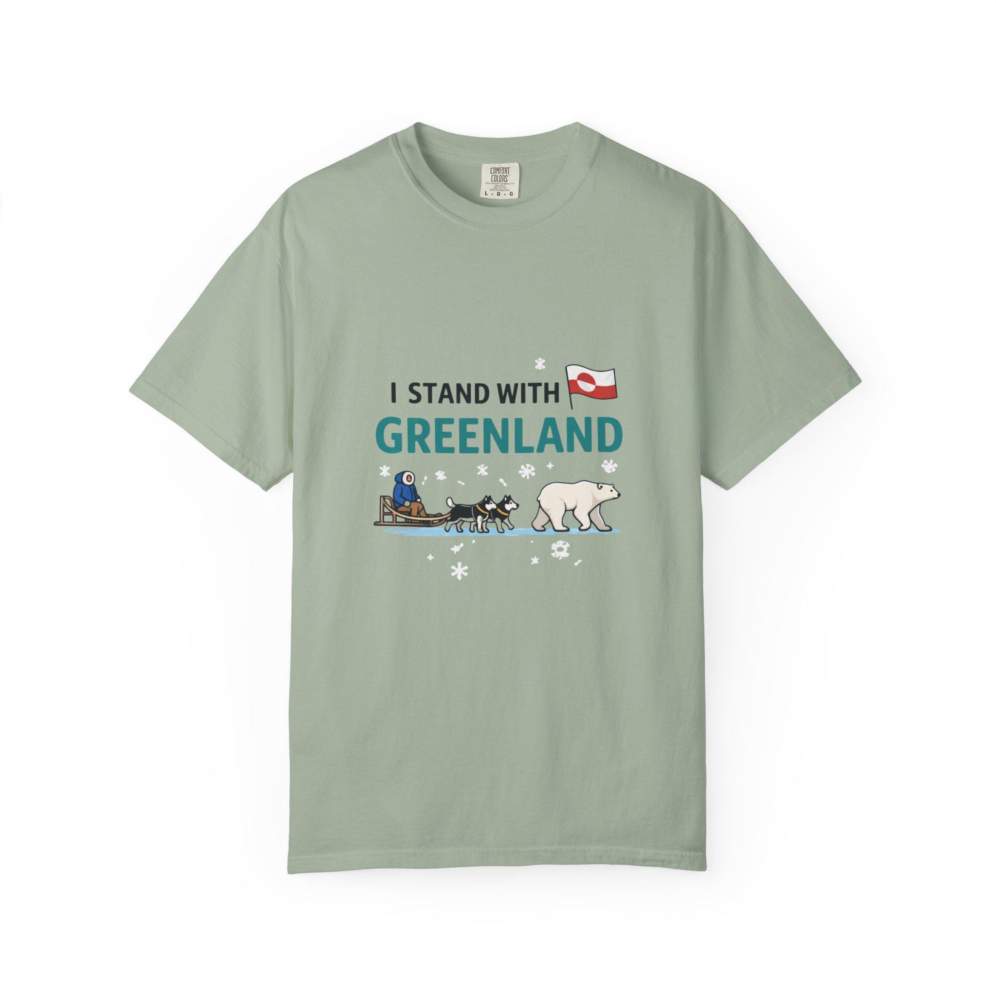 I Stand With Greenland Shirt | Minimal Arctic Graphic Tee Shirt | Greenland Support Shirt | Polar Bear & Dog Sled Design
