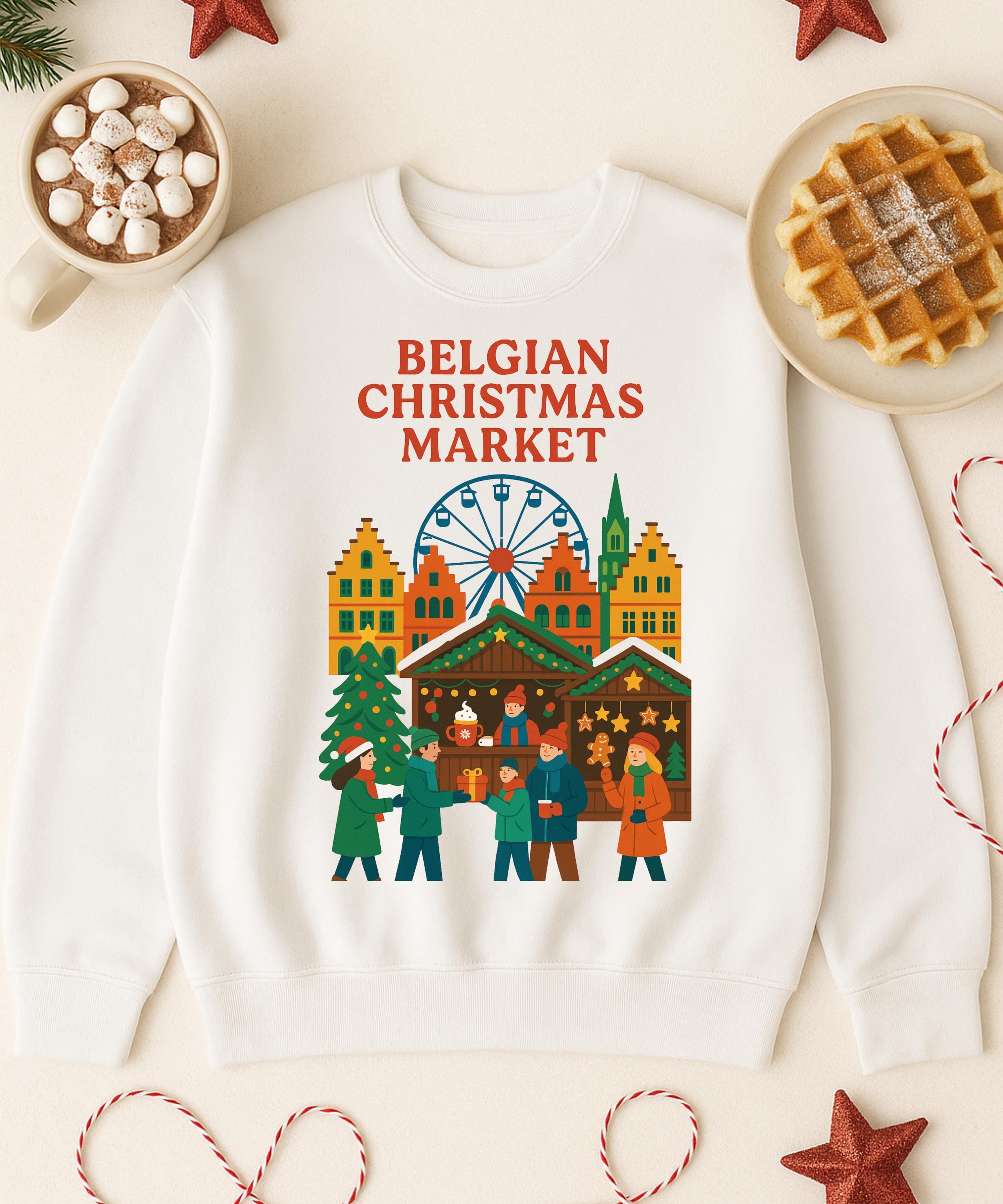 Belgian Christmas Market Sweatshirt, Sinterklaas Holiday Crewneck, European Winter Market Pullover, Cozy Belgian Gift, Christmas Village