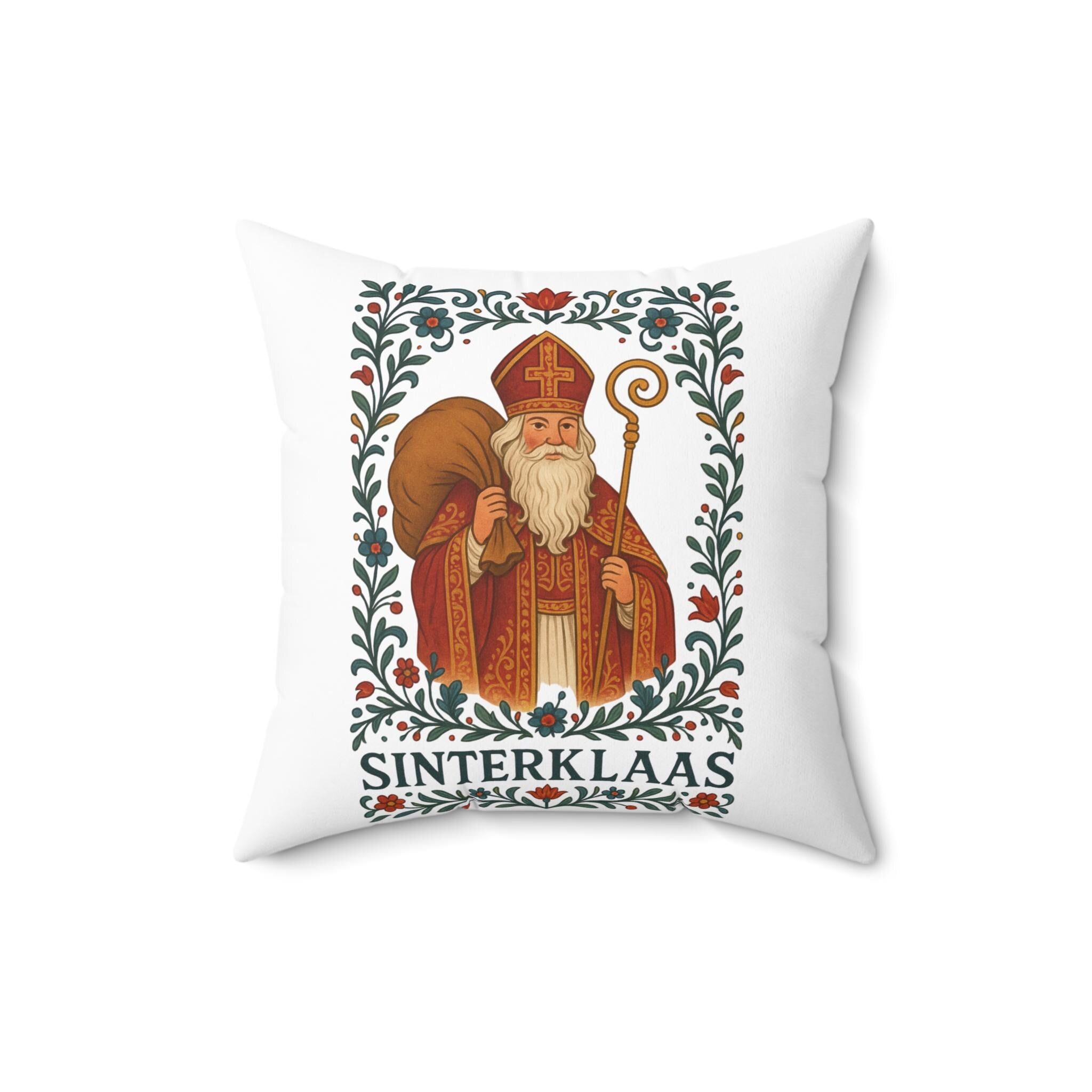 Sinterklaas Pillow, Dutch Holiday Cushion, Pakjesavond Home Decor, Saint Nicholas Throw Pillow, Cozy European Christmas Accent