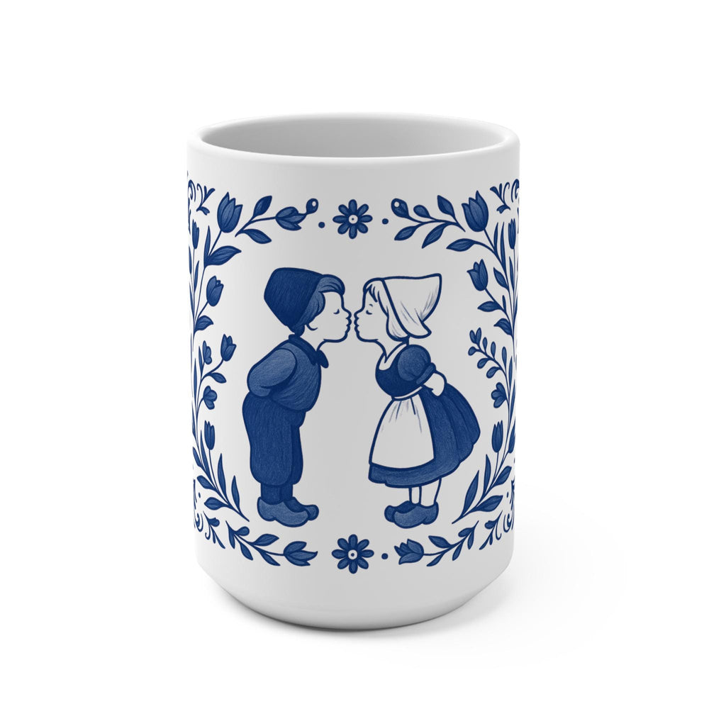 Dutch Delft Blue Kiss Mug | Traditional Netherlands Couple Design | Gezellig European Coffee Cup Gift