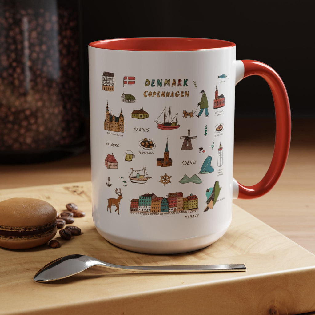 Denmark Travel Mug | Copenhagen Landmarks Cup | Scandinavian Illustration Mug | Nordic Gift