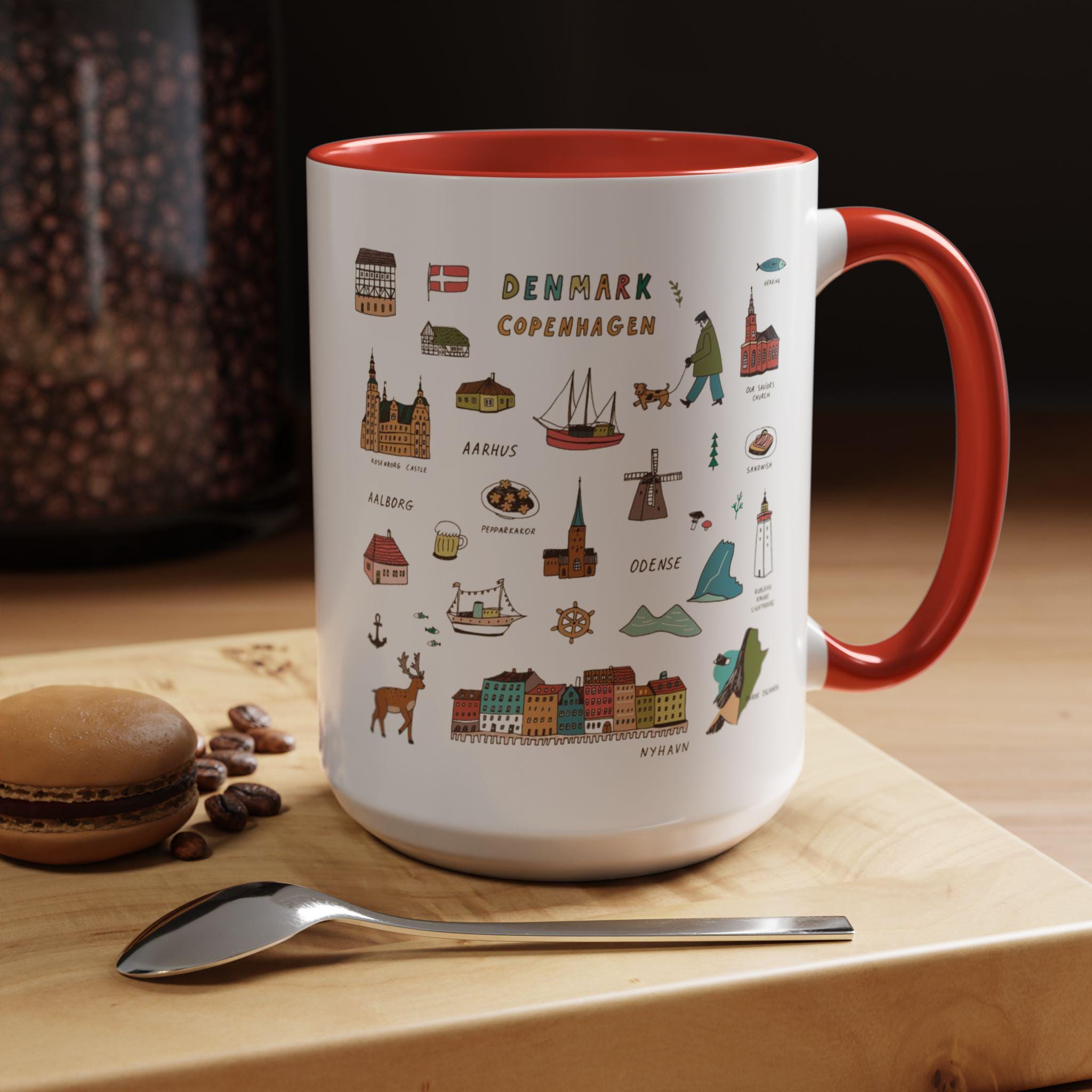 Denmark Travel Mug | Copenhagen Landmarks Cup | Scandinavian Illustration Mug | Nordic Gift