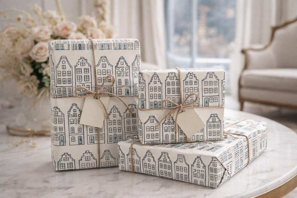 Dutch Canal House Wrapping Paper | Netherlands Gift Wrap | European Aesthetic Gift Paper | Year Round Neutral Wrap