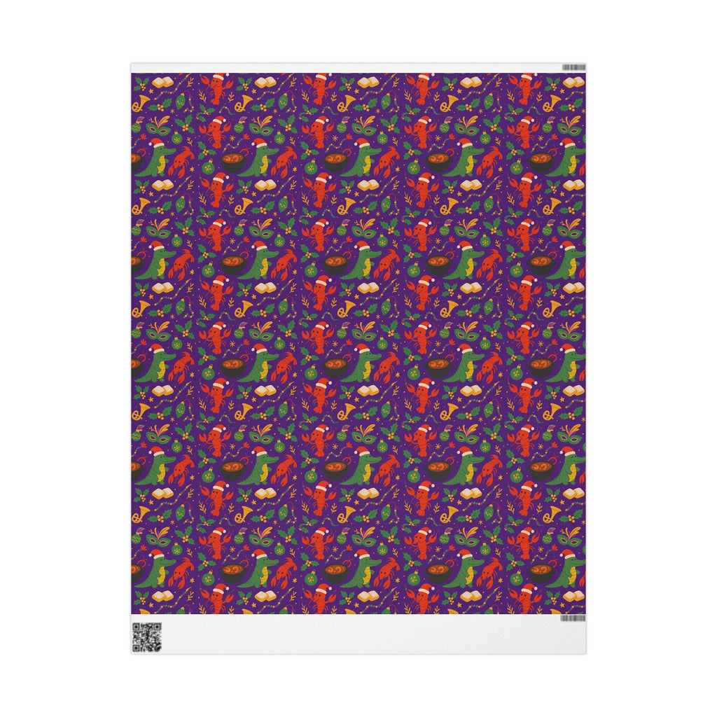 Cajun Creole Christmas Wrapping Paper | Louisiana Holiday Gift Wrap | Festive Mardi Gras Stocking Pattern | Colorful Xmas Present Decor