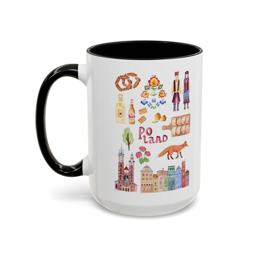 Poland Watercolor Icons Mug | Polish Culture Cities Landmarks Souvenir Gift | Krakow Warsaw Coffee Cup | European Travel Mug Present
