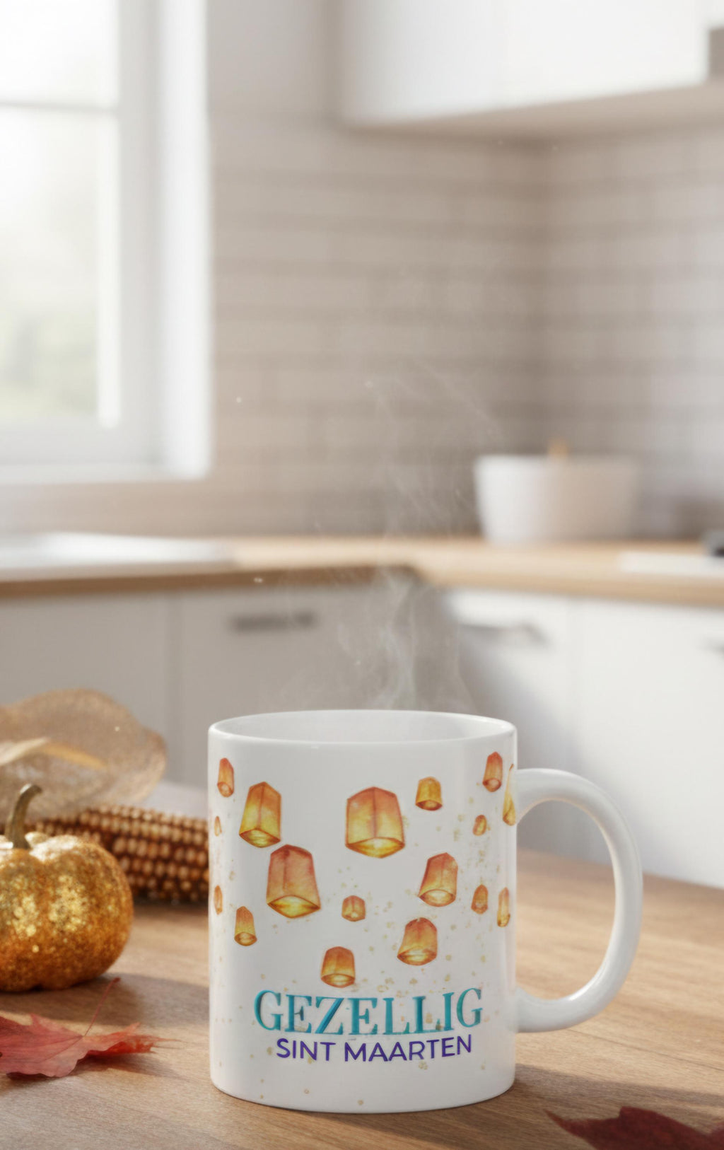 Gezellig Sint Maarten Mug • Dutch Saint Martin Holiday Cup • Cozy Lantern Parade Ceramic Coffee Mug • Fall & Winter Netherlands Gift
