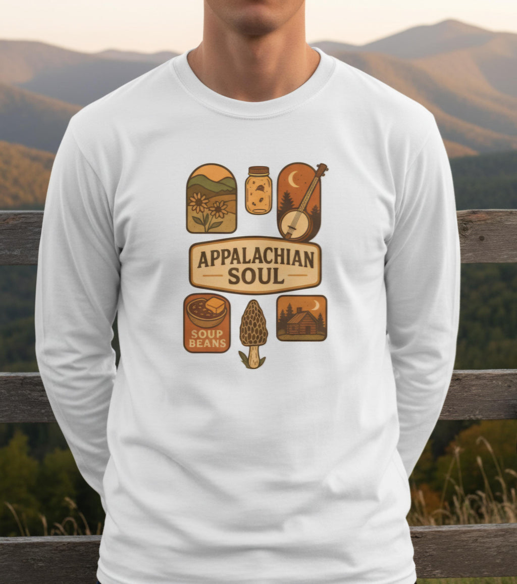 Appalachian Soul Long Sleeve Shirt • Mountain Nature Tee • Rustic Outdoors Hiking Top • Cozy Country Unisex Shirt