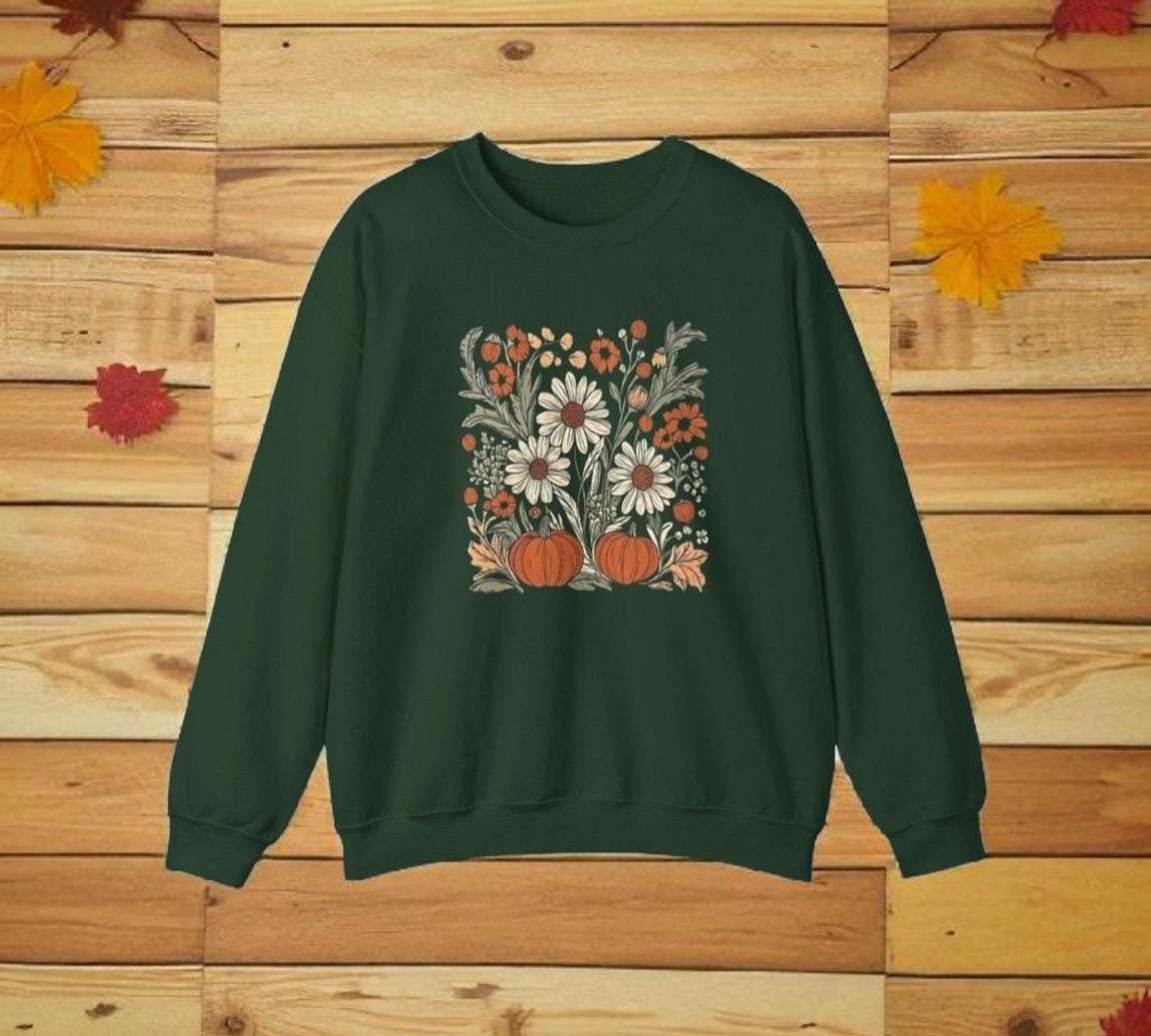 Autumn Floral Crewneck Sweatshirt: Cozy Fall Fashion