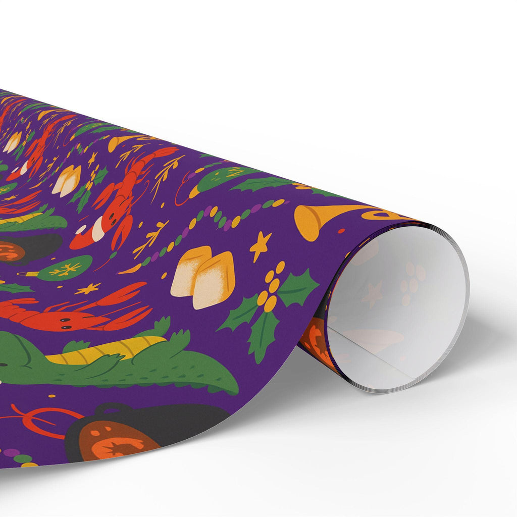 Cajun Creole Christmas Wrapping Paper | Louisiana Holiday Gift Wrap | Festive Mardi Gras Stocking Pattern | Colorful Xmas Present Decor
