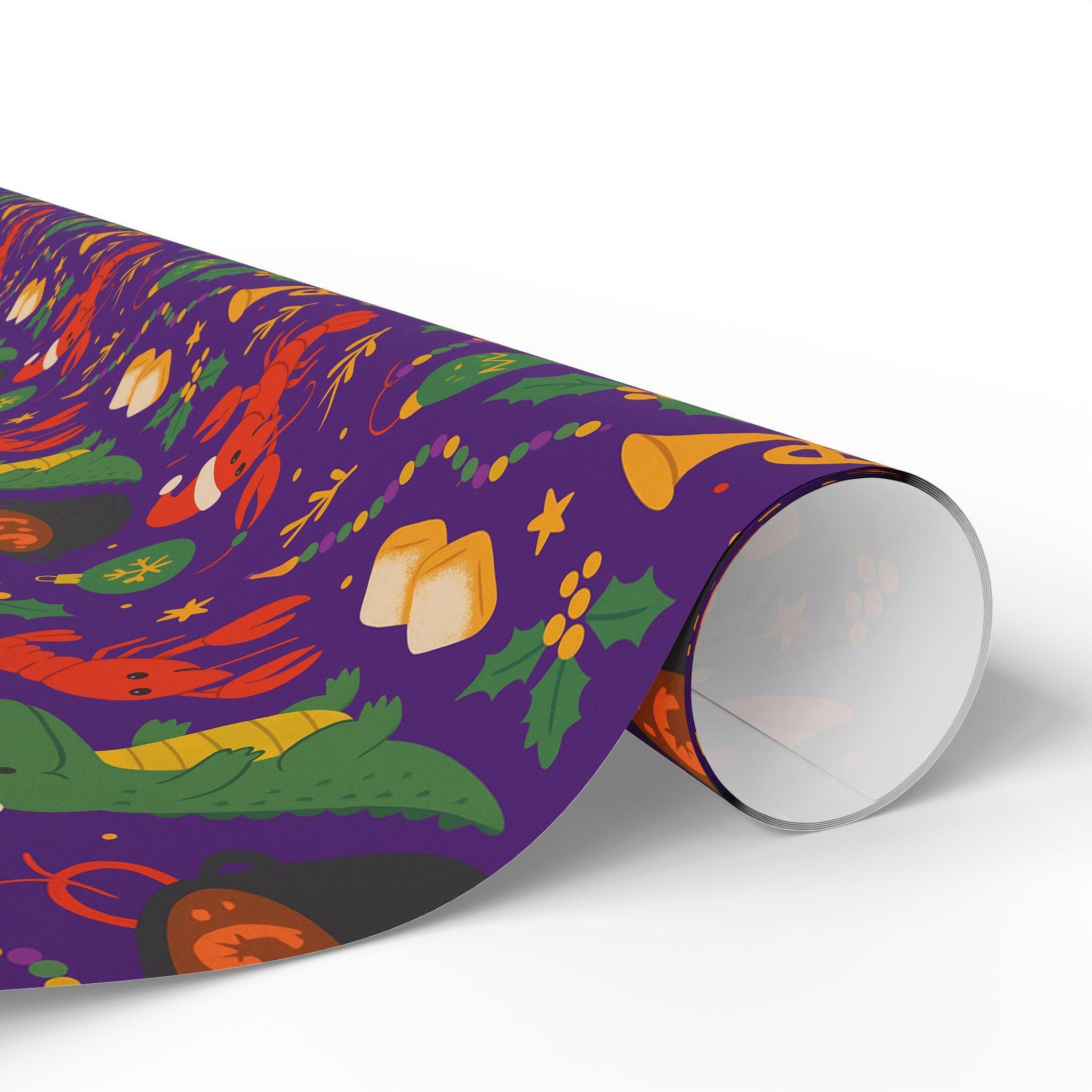 Cajun Creole Christmas Wrapping Paper | Louisiana Holiday Gift Wrap | Festive Mardi Gras Stocking Pattern | Colorful Xmas Present Decor
