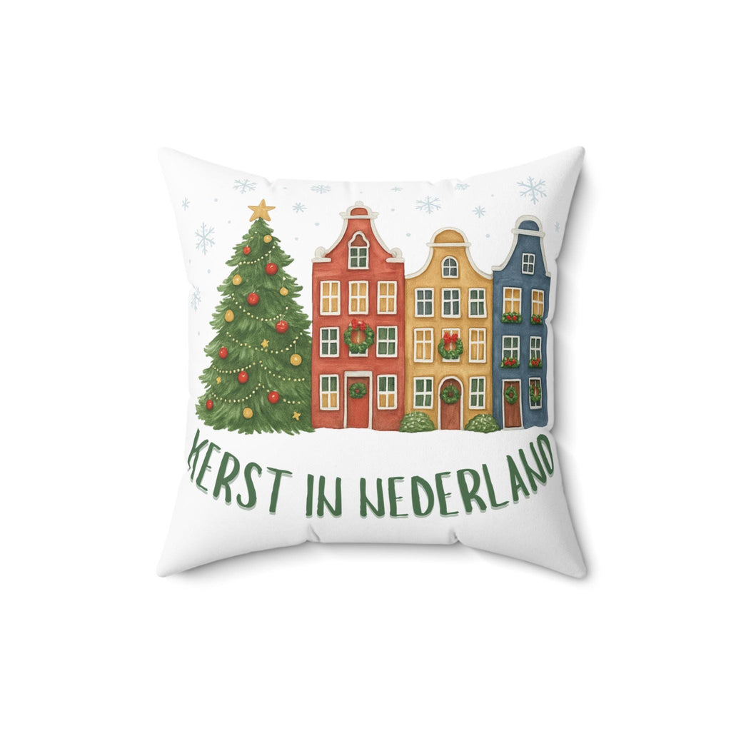 Dutch Christmas Pillow, Kerst in Nederland Cushion, Amsterdam Canal Houses Throw Pillow, Cozy Dutch Holiday Decor, Gezellig Christmas Accent