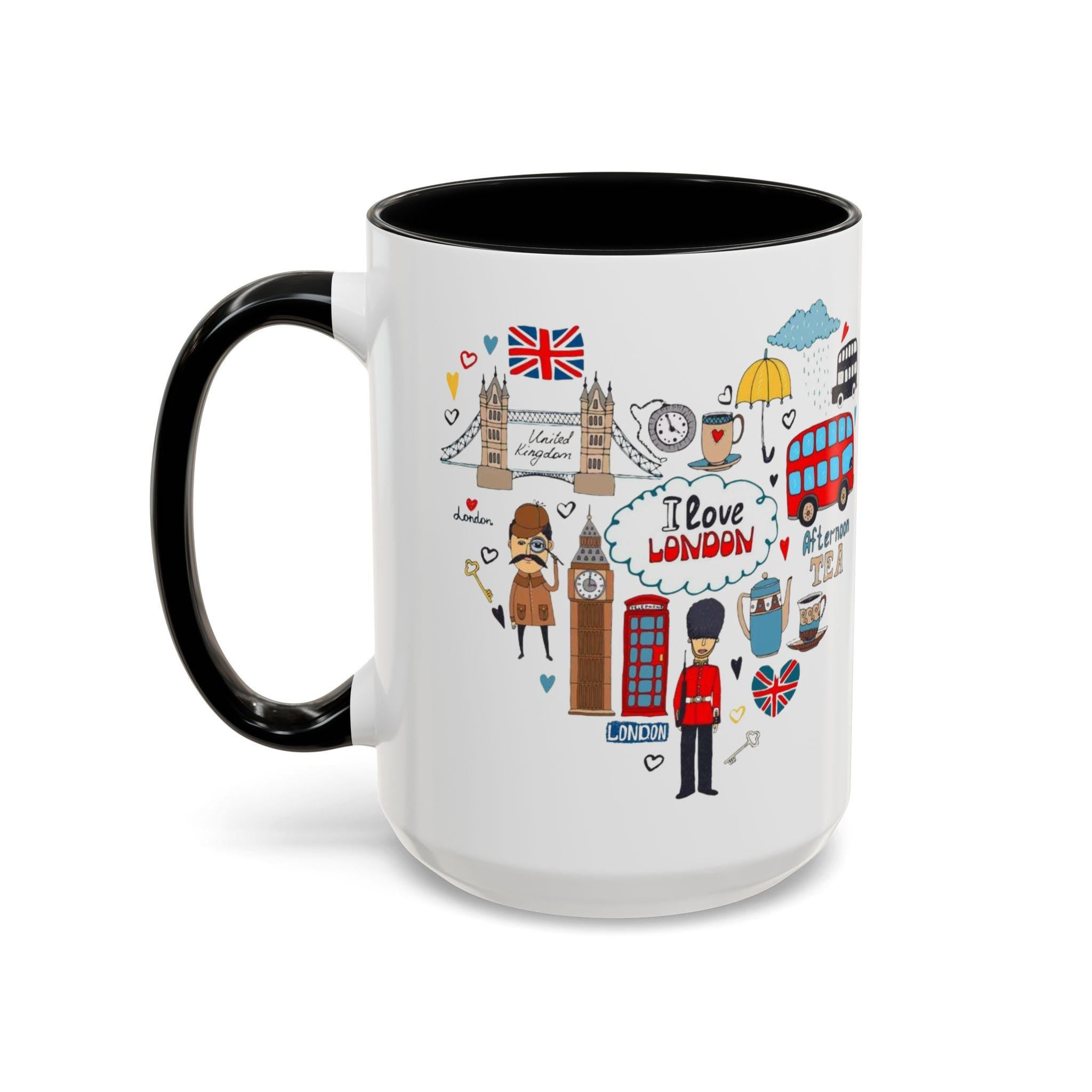 London Travel Mug | Cute London Illustration Cup | British Icons Mug | UK Souvenir Gift