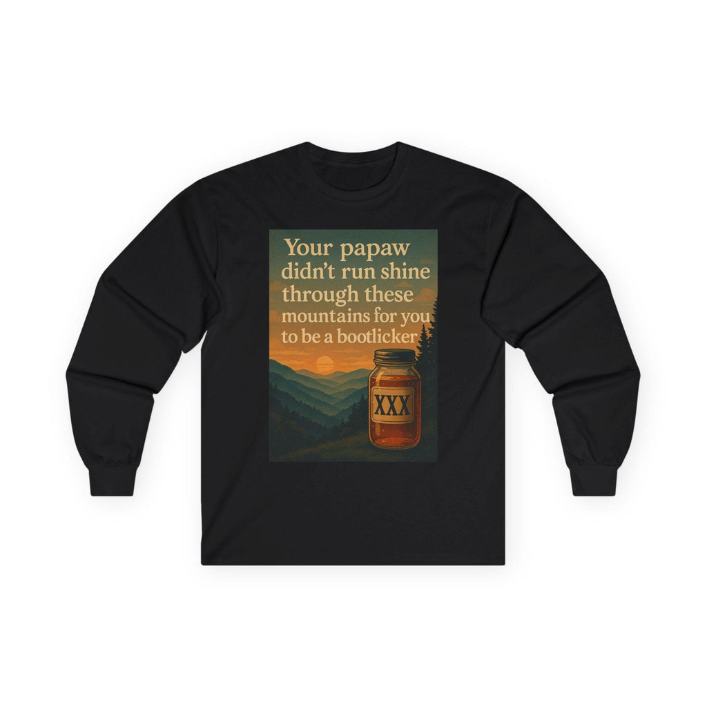 Vintage Bootlegger Longsleeve T-Shirt – Appalachian Moonshine Tee, Retro Country Shirt, Rustic Mountain Long Sleeve