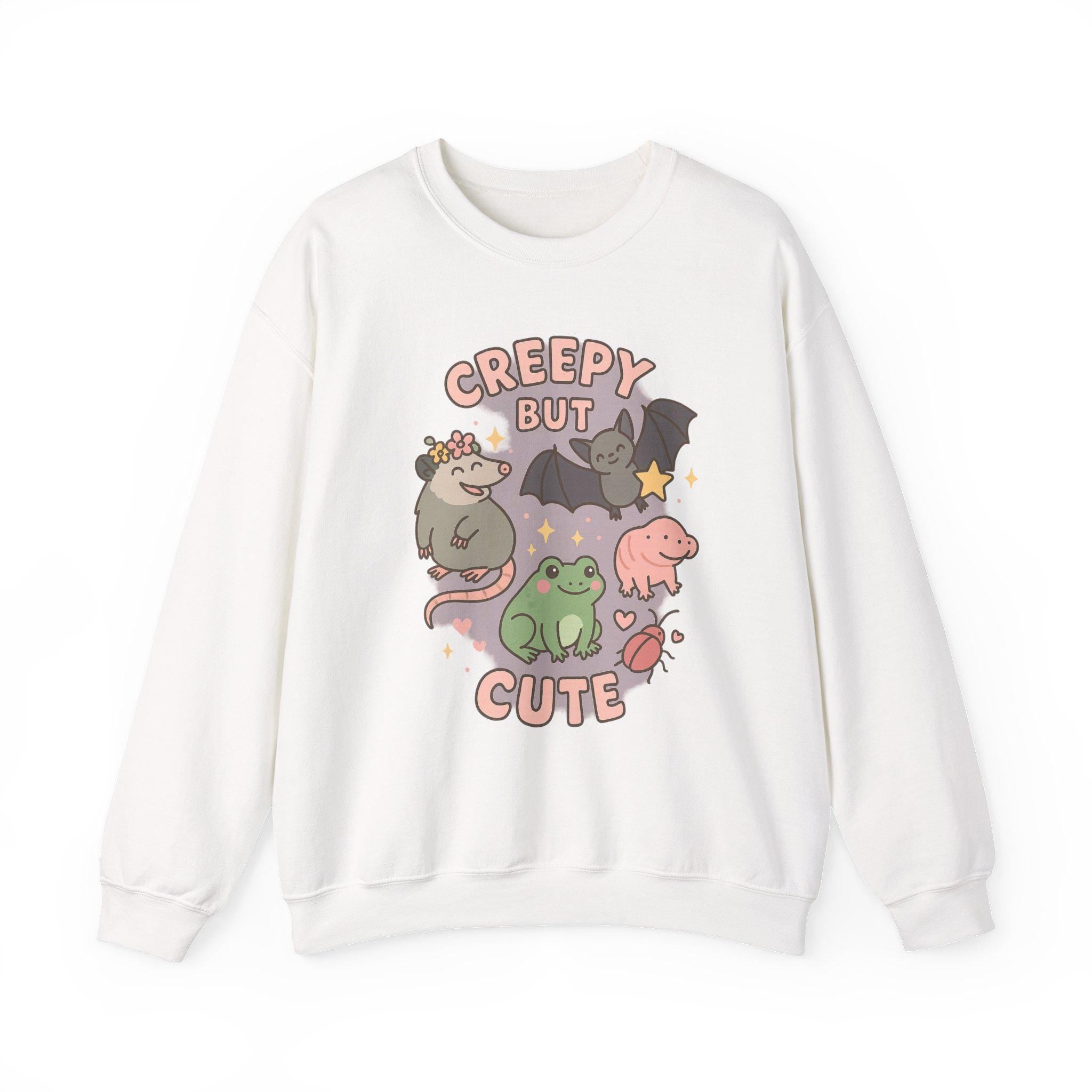 Creepy Critters Sweatshirt – Frogs, Bats & Lizards Pullover | Cottagecore Animal Sweatshirt | Cute Weird Animal Sweater | Cozy Unisex Crewne