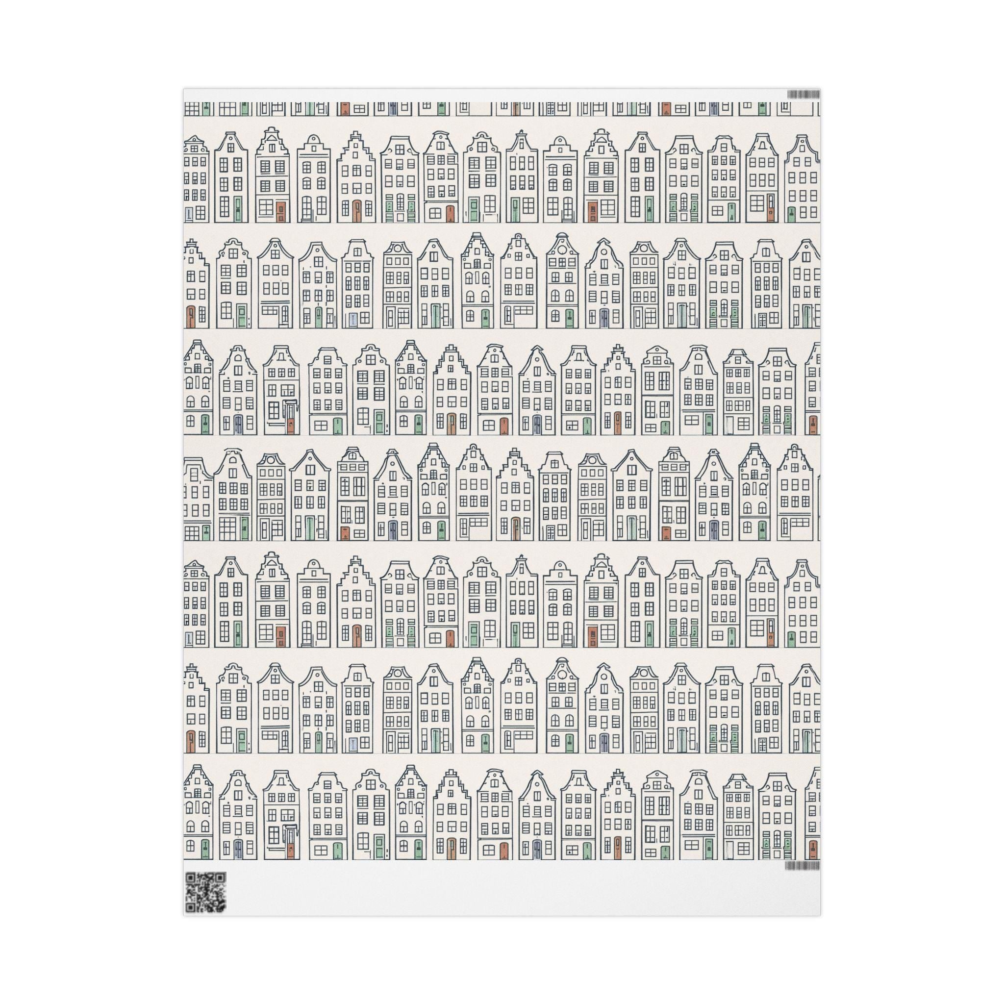 Dutch Canal House Wrapping Paper | Netherlands Gift Wrap | European Aesthetic Gift Paper | Year Round Neutral Wrap