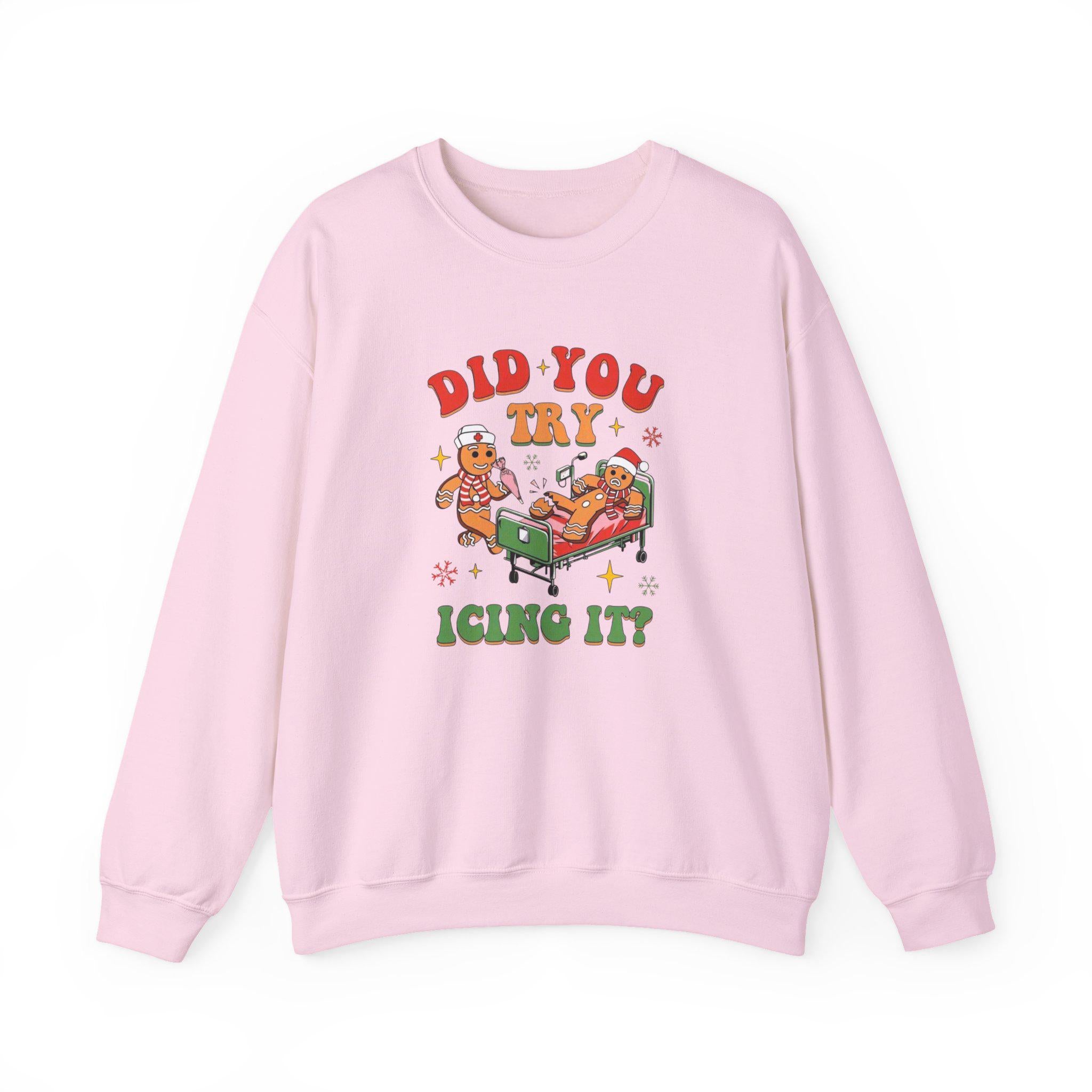 Gingerbread Nurse Sweatshirt – Funny Christmas Crewneck, Cute Holiday Nurse Gift, Cozy Winter Cookie Sweater, Festive Nursing Apparel, Unise