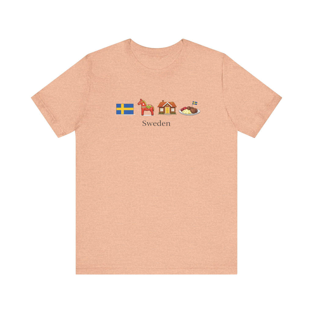 Sweden Travel Shirt | Swedish Dala Horse Meatballs Graphic Tee | Sweden Vacation Shirt | Scandinavian Shirt | Swedish Culture Tee | Nordic
