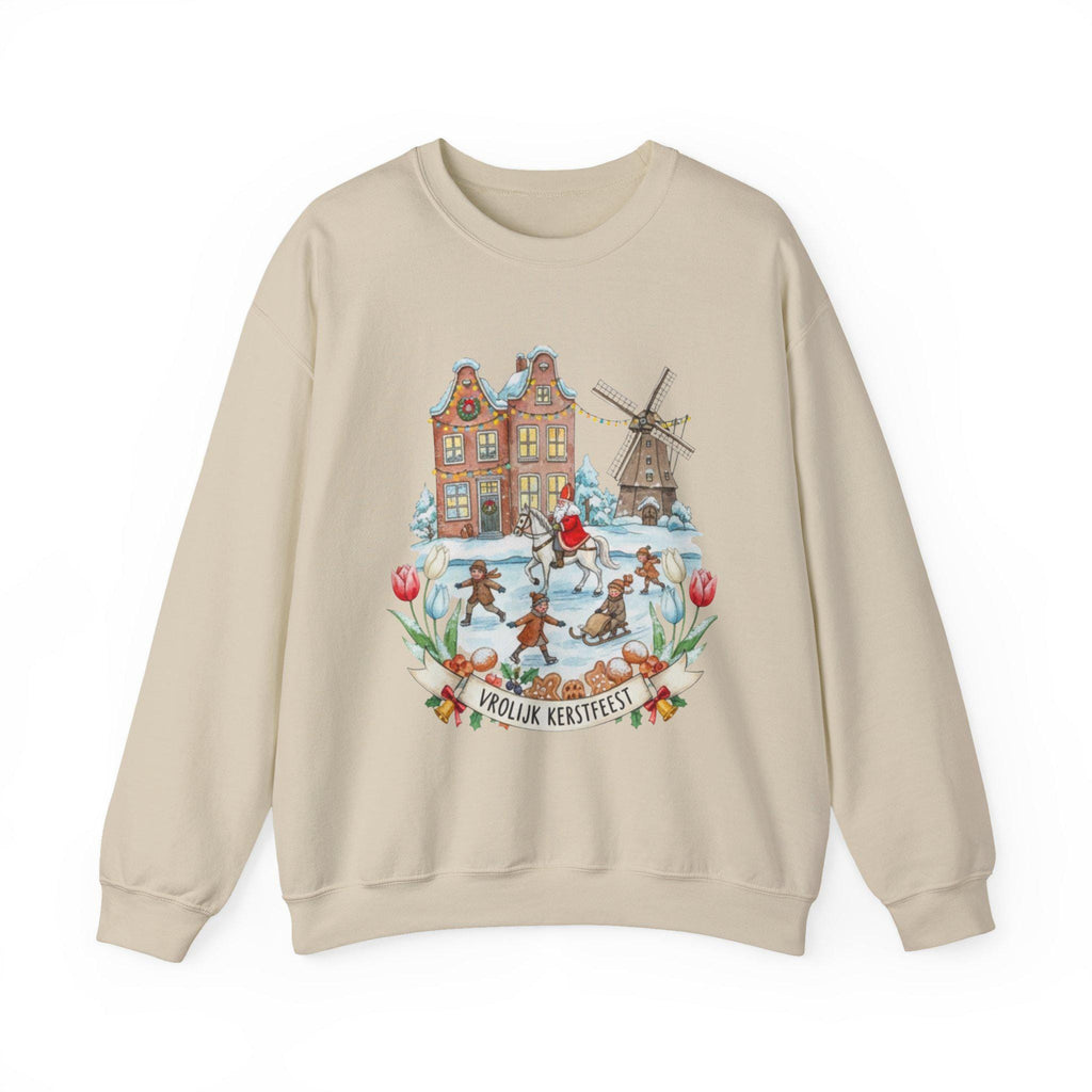 Vrolijk Kerstfeest Dutch Christmas Sweatshirt – Ice Skating Winter Pullover | Netherlands Holiday Sweater
